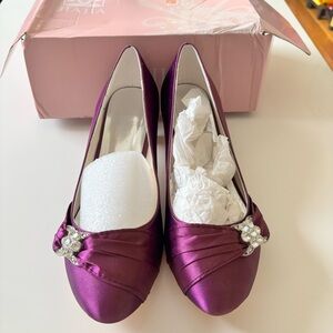 Purple Satin Heels with Embellishment